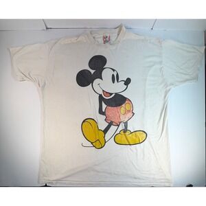 Vintage Disney Designs Mickey Mouse T-Shirt Made in USA White OSFA 90s Graphic